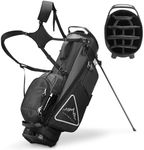 Golf Bag for men Durable 14 Way Velvet Full-Length Dividers, Premium PU Leather Golf Bag with 10 Pockets, Cooler Pouch, 3 Magnetic Pocket, Adjustable Dual Strap & Rain Hood, Lightweight Golf Stand Bag