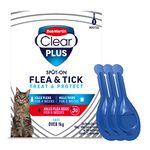 Bob Martin Clear Plus Spot On Flea Treatment for Cats and Kittens - Kills Fleas, Ticks, Lice and Flea Eggs (3 Pipettes)