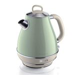 Ariete 2869 Vintage Electric Kettle, Stainless Steel, 1.7 L, Auto Switch Off, 2000 W, for Water, Tea and Herbal Teas, Pastel Green