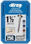 Kreg SML-C150-250 1-1/2" Coarse Thread Number 8 Washer Head Zinc Coated Pocket Hole Screws (250 Count)