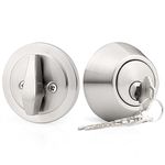 Probrico Single Cylinder Deadbolt, Satin Nickel Deadbolt Lock with Keys, Zinc Alloy Round Deadbolt, Invisible Door Lock for Front Door, Entrance Door, Keyed Alike, 2 Pack