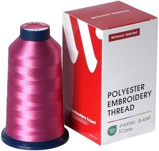 Poolin Embroidery Machine Thread Richword Selected Pink 4000M 40WT Polyester Embroidery Thread – Smooth, Strong Single Spool for Home & Commercial Machines 0073