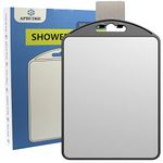 APHUIME-Deluxe Large Shower Mirror Fogless for Shaving(10.1x6.6in), Anti Fog Mirror with Razor Holder Hook for Shower Mirrors,Bathroom Makeup Shave Mirror, Wall Hanging Mirror (Black)