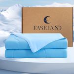 EASELAND Fast Cooling Comforter Queen Size, All-Season Double-Sided Smooth Stretch Fabric for Hot Sleepers, Q-Max>0.45, New Cool Fill Tech Breath Soft Sleep Comforter, Lightweight,Blue(90"×90")