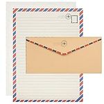 Belle Vous 96 pcs Writing Stationery Paper with Envelopes - 48 Premium Letter Size Sheets, 48 Envelopes - Vintage Travel-Style Paper Set for Invitations, Letter Writing, Thank You Letters, and More