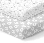 100% Organic Cotton Sheets for Pack n Play and Other Portable and Mini Cribs, 2 Pk.