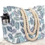 Odyseaco Beach Bags Waterproof Sandproof - Beach Bags for Women Vacation - Large Beach Tote Bag for Women - Pool Bag for Vacation Beach Essentials (Palm Leaf)