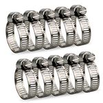 InduSKY Hose Clamps Adjustable 16-25mm Range 304 Stainless Steel Worm Gear Hose Clamps Assortment Kit Fuel Line Clamp for Plumbing, Automotive and Mechanical Applications 10 Pack (16-25mm)