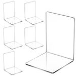 ZCXG 6PCS Acrylic Bookend, Clear Acrylic Bookends, Acrylic Bookends Clear Book ends,Non-Slip Bookend Bedroom Library Office School and Desktop Organizer