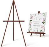 abitcha Art Easel Wooden Stand - 63" Portable Tripod Display Artist Easel - Adjustable Floor Wood Poster Stand for Wedding, Painting, Drawing, Display Show, Brown