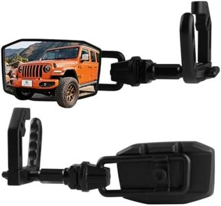 GEVINFA Mirrors Doors Off for Jeep Wrangler JK JKU 2007-2018, 2-in-1 Grab Handle + Side Mirror, Quick Release Knob, 4.5"x7.2" Anti-Shake, 1" Ball Mount, Aluminum Alloy, 2&4 Door Off-Road Accessories