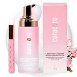 Curacoro 60ML Eyelash Extension Cleanser (Rose Scented) - Lash Shampoo for Lash Extensions, Eyelash Extension Foam Cleanser for Sensitive Skin, Removes Waterproof Makeup for Professional & Home Use
