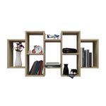 Whatsize - Wood Bookcase Floating Shelf for Wall - Small Bookcase Book Shelf with 7 Wooden Compartments - For Bedroom, Study, Kids Room, Livingroom or Office