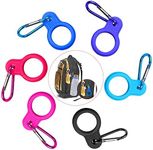 Homgaty 6 Pcs Silicone Water Bottle Buckle, Colorful Bottle Carrying Clip Holder Hook with Carabiner for Traveling Camping Hiking Outdoor Activities