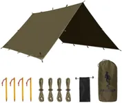 FREE SOLDIER Olive-Green 10x10.5ft Waterproof UV Protection Camping Tarp Shelter with Tent, Stakes, Ropes