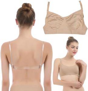 iMucci Clear Strap Bra Professional Dance Bra NO Sponge Invisible Ballet Bra