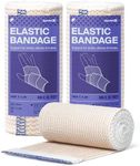 SurviveX High-Performance Elastic Bandage Wrap 4 Inch - Reusable Compression Bandage Wrap for Leg, Ankle, Wrist, Knee - Self Closing Design - FSA HSA Approved - 2 Pack