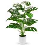 Der Rose 28" Fake Plants Large Artificial Monstera Faux Plants Indoor Tall for Outdoor Floor Front Porch Decor