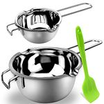 1000ML/1QT Double Boiler Pot Set with Silicone Spatula for Melting Chocolate, Butter, Cheese, Caramel and Candy, Stainless Steel Melting Pot,Universal Insert Size Including The Capacity（1000ML&480ML）