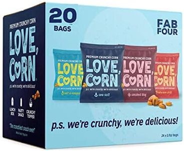 LOVE CORN Sea Salt, BBQ, Salt & Vinegar, Habanero | Delicious Crunchy Corn Snack | Fab Four Variety Pack | 0.7oz x20 bags (5 bags all flavors) | Non-GMO, Gluten-Free, Plant Based, Low-Sugar…
