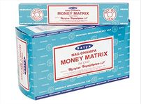 Satya Nag Champa Money Matrix Incense Sticks | Signature Fragrance | Net Wt: 15g x 12 boxes = 180g | Exclusively Made in India | Export Quality | Handrolled Non-Toxic Incense