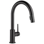 Delta Faucet Trinsic Matte Black Kitchen Faucet Black, Kitchen Faucets with Pull Down Sprayer, Kitchen Sink Faucet, Faucet for Kitchen Sink, Magnetic Docking Spray Head, Matte Black 9159-BL-DST