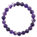 Ouubuuy Amethyst Bracelet 8mm Natural Gemstone Bead Healing Crystal Bracelet for Men Women Gifts