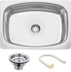 COOTER 24" x 18" x 10" 304 Grade Glossy Finish STAINLESS STEEL SINGLE BOWL KITCHEN SINK (PREMIUM) -Vessel Sink (PREMIUM-CHROME)