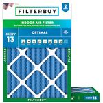 Filterbuy 12x16x2 Air Filter MERV 13 Optimal Defense (2-Pack), Pleated HVAC AC Furnace Air Filters Replacement (Actual Size: 11.50 x 15.50 x 1.75 Inches)