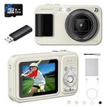 JVSCAM Digital Camera, FHD 1080P 48MP Kids Camera, Autofocus Point and Shoot Digital Cameras with 32GB Card, 16X Zoom Anti-Shake, Compact Small Camera with 1500mAh Batteries for Boys Girls Kids