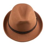 The Tie Hub Vintage Solid Brown Fedora Hat – Classic Wool Felt Hat for Men
