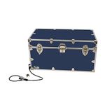 C&N Footlockers - Large Undergrad Storage Trunk w/Cable Lock - Made in the USA - Only STEEL Footlocker on Amazon - Durable Chest with Lid Stay - 32 x 18 x 16.5 Inches (Navy)