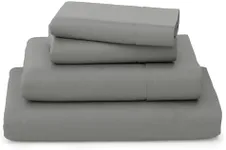 Cosy House Collection Luxury Sheets - Blend of Rayon Derived from Bamboo - Cooling & Breathable, Silky Soft, 16-Inch Deep Pockets - 4-Piece Bedding Set - Queen, Grey