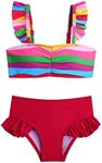 Flypigs Girls Swimsuits Two Piece Tankini Bathing Suits Boyshort Summer Beach Rash Guard Swimwear for 11-12 Years