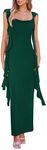 PRETTYGARDEN Women's Summer Long Formal Wedding Guest Dress Sleeveless Ruffle Cocktail Party Maxi Bodycon Dresses (Dark Green,Small)