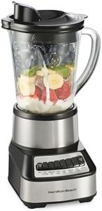 Hamilton Beach Wave Crusher Blender For Smoothies With 40 Oz Glass Jar and 14 Functions, Ice Sabre Blades & 700 Watts for Consistently Smooth Results, Black + Stainless Steel (54221)