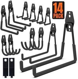 HUHOLE 14PC Garage Hooks Heavy Duty, Utility Garage Storage Hooks, Wall Mount Garage Hooks with Anti-Slip Coating for Hanging Ropes, Bikes, Ladders and Bulk Items