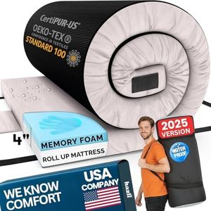 Hazli Matrix Comfort-Cell 4 Inch Memory Foam Camping Mattress Pad - Queen Roll Up Mattress for Adults - Portable Cot Sleeping Pad-2 Person Floor Mat or Bed Roll - Queen 80" x 60" x 4" Grey