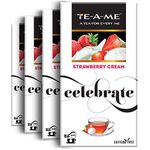 TE-A-ME Celebrate Strawberry Cream Herbal Infusion Green Tea, 100 Tea Bags (4 Boxes25 Tea Bags = 100 Tea Bags)|100% Caffeine Free|Flavored Infusion Tea,436 Grams