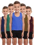 COSCO JUNIOR Boy's Cotton Vest Color [ Pack of 5 ] 24/60 cms | Sleeveless | Round Neck | Regular Fit Assorted