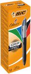 BIC 4 Colours Grip Pro Retractable Medium Point (1.0 mm) Ballpoint Pens, 12 Pens And Each Pen Contains 4 Colours