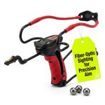 Barnett King Rat Slingshots, Cobra Slingshot with Stabilizer & Brace, Includes Magnum Power Bands, Practice Ammo, & Brushed Leather Pouch,Red/Black