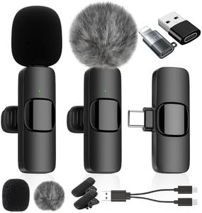 Wireless Lavalier Microphone for iPhone/Android Phone/Laptop, IUMAKEVP Plug-Play Clip on Lapel Mic with Auto Noise Reduction for Video Recording, Live Broadcast, Interview, TikTok, YouTube (2 Mics)