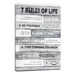 Motivational Canvas Wall Art - Inspirational Quotes Canvas Print Motivational Painting 7 Rules of Life Quotes Canvas Picture Bathroom Bedroom Living Room Office Home Wall Decor Framed