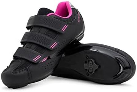 Tommaso Pista All Purpose Ready to Ride Indoor Cycling Shoes Women Bundle - Comfortable, Breathable Indoor Cycling Shoes Women Indoor Cycling Cleats - Look Delta & SPD Compatible, Black/Pink-spd, 8