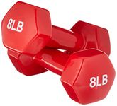 Amazon Basics Vinyl Coated Hand Weight Dumbbells, 16 pound, 8 Pound, (Set of 2), Red