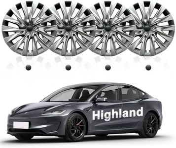 Tlyard 2025 Upgraded Tesla Model 3 Wheel Covers Hubcaps 18 Inch Hub Caps Rim Protectors Cover Replacement Protection for 2024 2025 Model 3 Highland Accessories (2, Silver+Black)