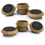 Medipaq Premium Felt Castor Cups for Wooden Floors & Smooth Surfaces - 8X Small 44mm Diameter Dark Wood Grain - Chair Leg Floor Protectors - Castors for Furniture - Furniture Cups