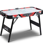 RayChee Foldable Powered Air Hockey Table, 45” Mid-Size Indoor Hockey Table Sports Gaming Set w/2 Pucks, 2 Pushers, LED Scoreboard, Powerful 12V Motor for Adults and Kids, Home Game Room (Red)