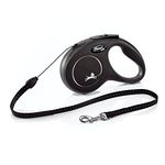 FLEXI New Classic Retractable Dog Leash (Cord), Ergonomic, Durable and Tangle Free Pet Walking Leash for Dogs Up to 26 lbs, 16 ft, Small, Black